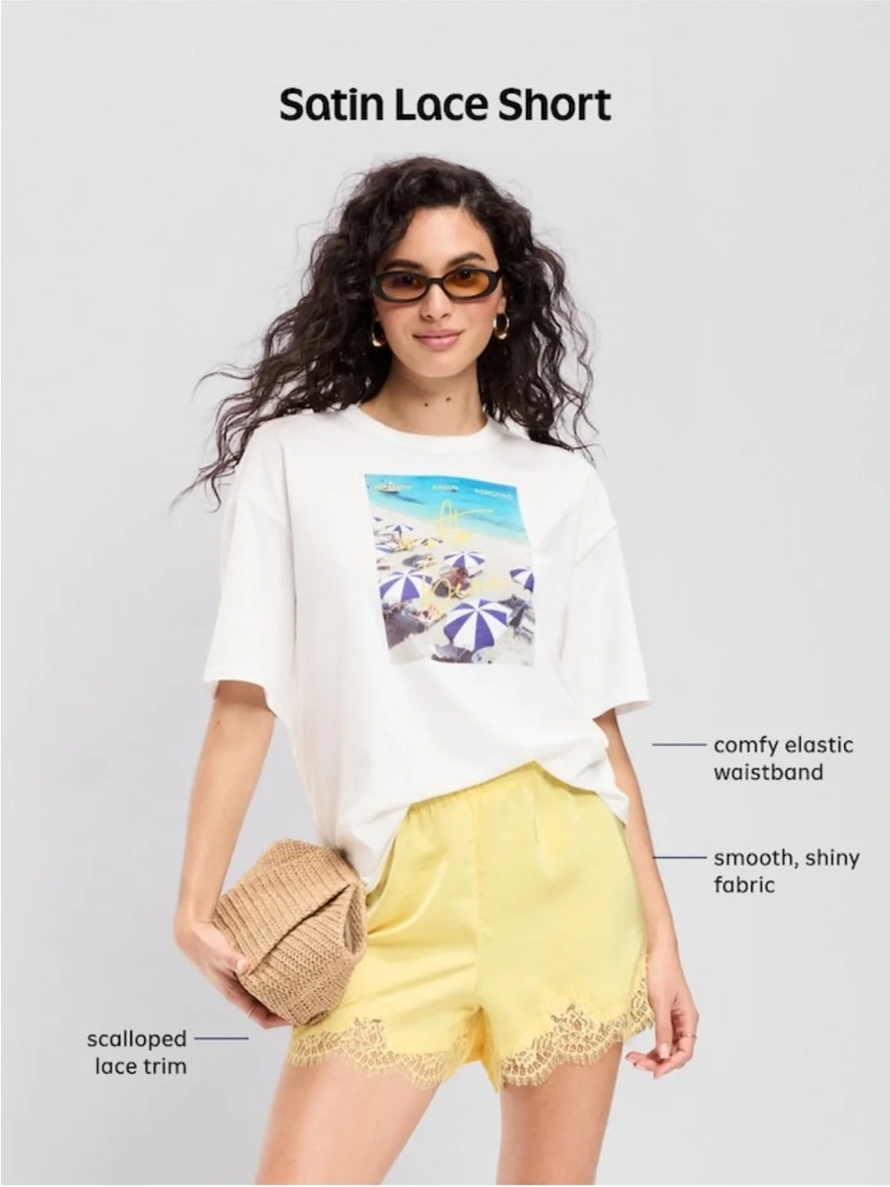 Old Navy Yellow Lace-Trim Lounge Shorts